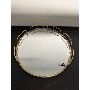 Gold Mirrored Decorative Tray – Round Metal Vanity & Serving Tray – Glam Home De